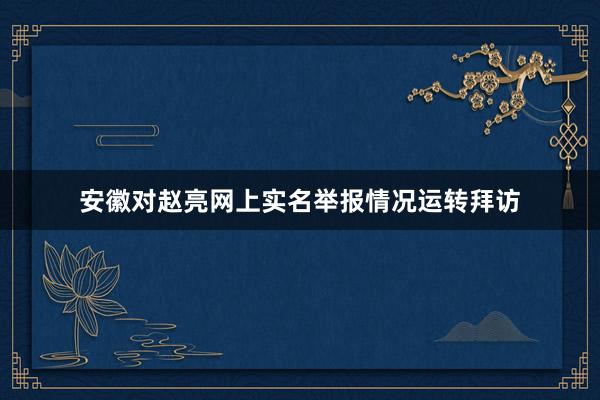 安徽对赵亮网上实名举报情况运转拜访